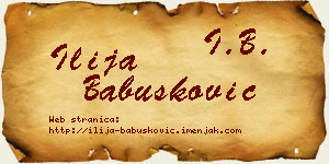 Ilija Babušković vizit kartica